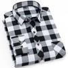 Classic Plaid Casual Shirts for Men Long Sleeve Sueded Warm with Chest Pocket