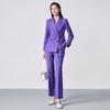 Women's Double-breasted Purple Blazer & Pants Suit Set