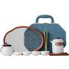 Chinese retro minimalist Dehua coarse pottery Lingxue pot portable four cups outdoor travel tea set business trip souvenir