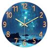 1pc Glass Wall Clock, Blue Star Mountain River Sea Design Wall Clock, Home Mute Wall Clock, Decoration Living Room, Bedroom