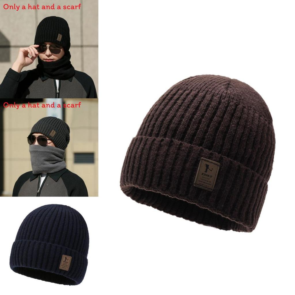 Mens Fleecelined Beanie With Letter Details For Warmth And Windproof Use