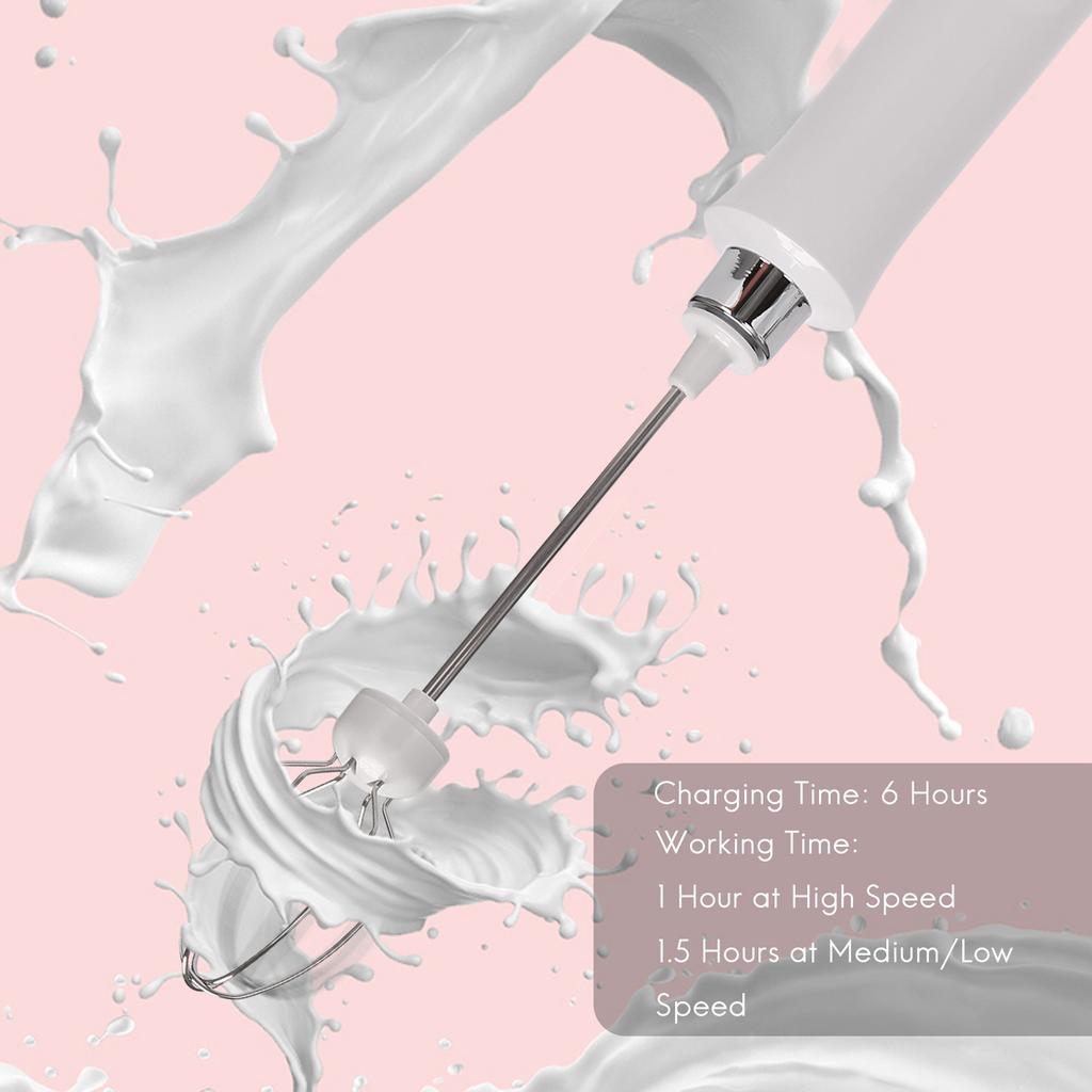USB Electric Milk Frother 3 Speeds Cappuccino Coffee Foamer 3 Whisk Handheld Egg Beater Hot Chocolate Latte Drink