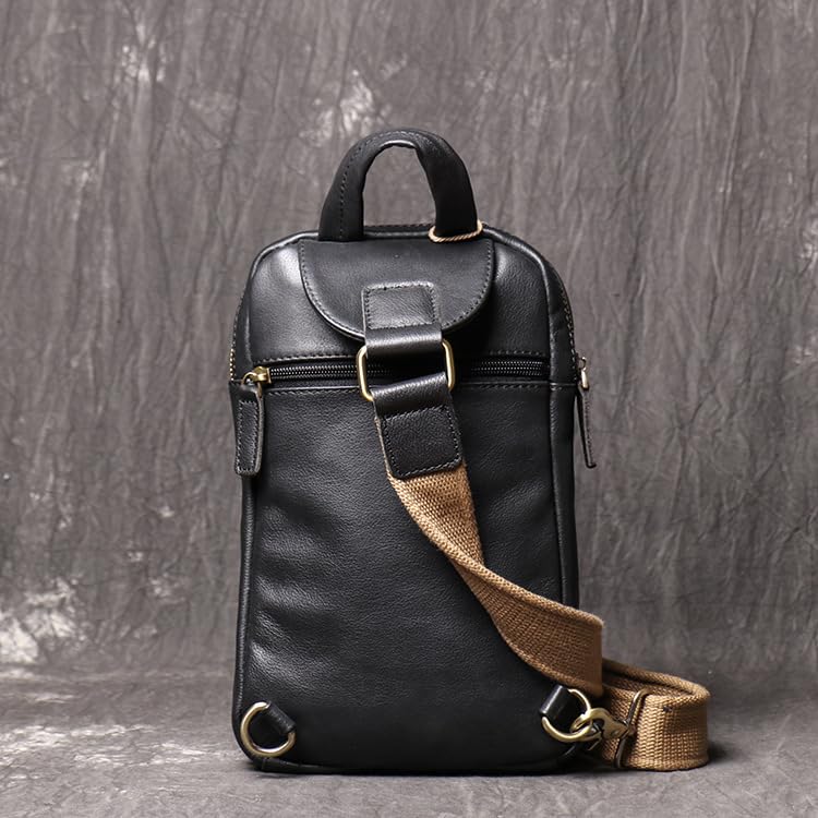 NICE SELECTION Men's Genuine Leather Shoulder Bag, Crossbody Bag, Large Capacity, One-Shoulder Bag, A5 Size, Water-Repellent, Durable, Cowhide