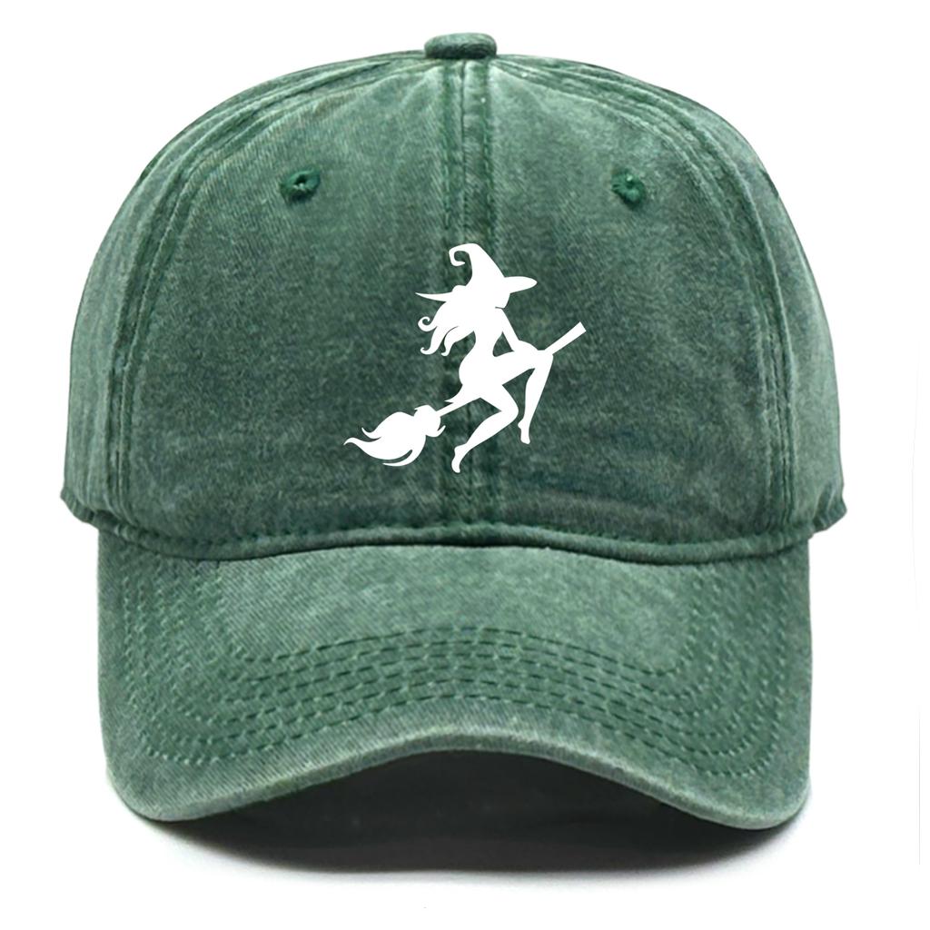 Halloween Witch Print Unisex Adjustable Sun Hat Trucker Hat Fashion Breathable Snapback Baseball Hat Perfect For Party