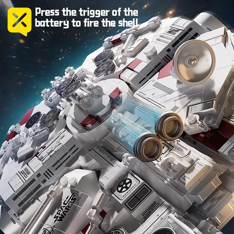 TOYLINX 1361 Pcs Space Adventure Millennium Warship Building Blocks Set Spacecraft Falcon Spaceship Bricks Toy With LED Light up
