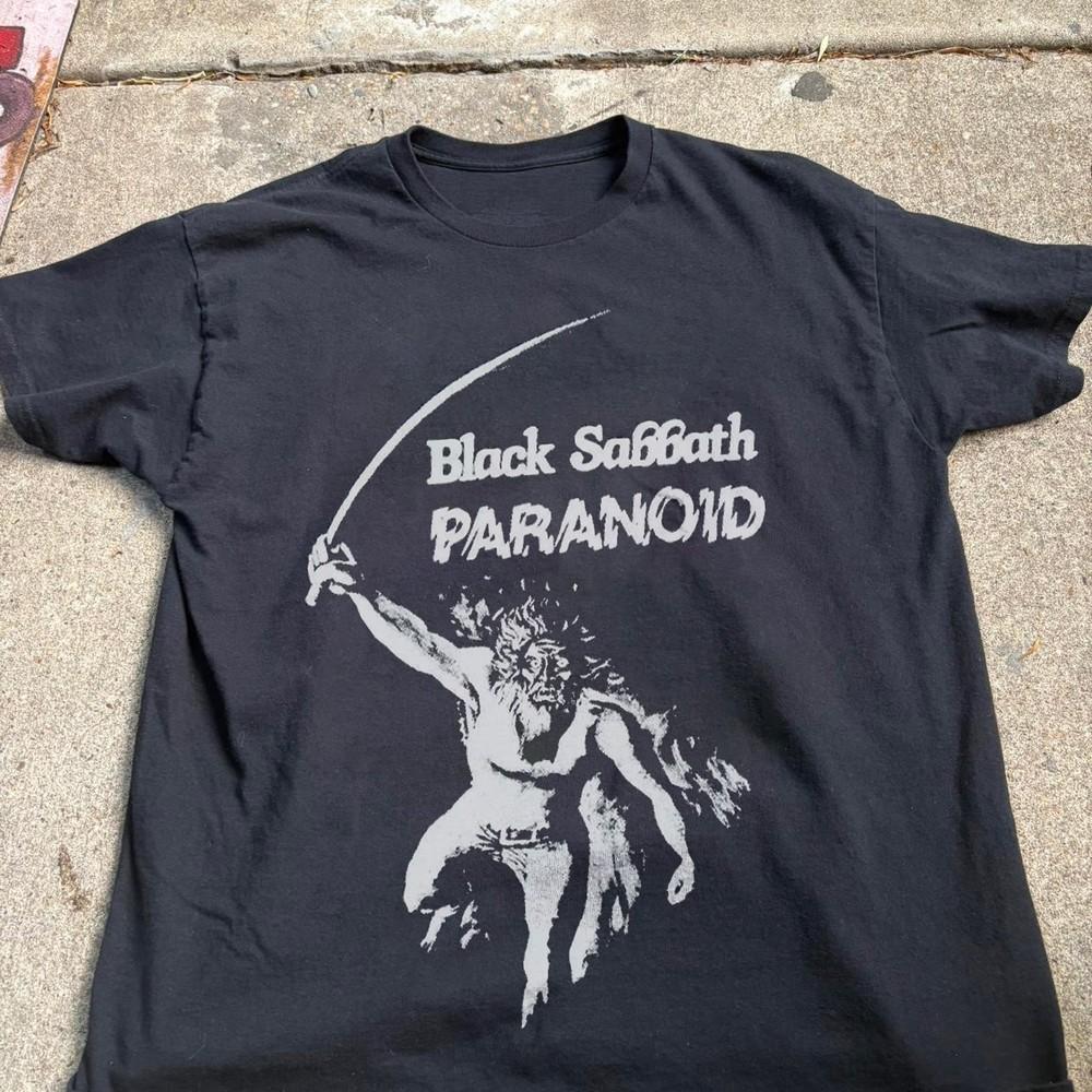 Редкая футболка Black Sabbath Paranoid, Унисекс черная хлопковая футболка, Размер S-5XL Унисекс футболка S