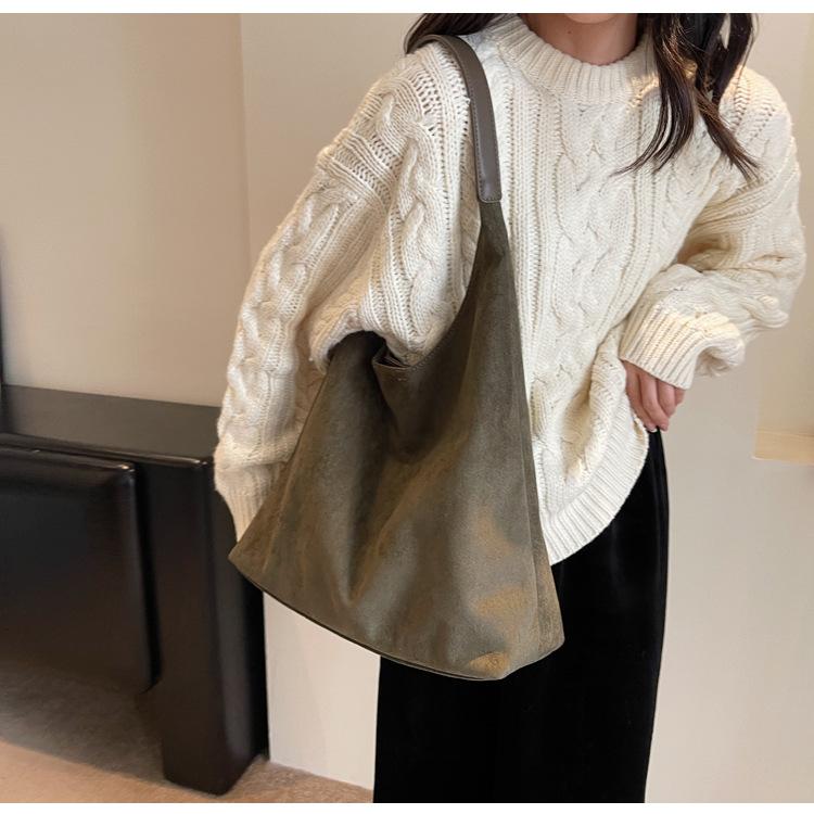 Suede bag women's large-capacity autumn and winter versatile single shoulder mother and child bag commuter tote bag
