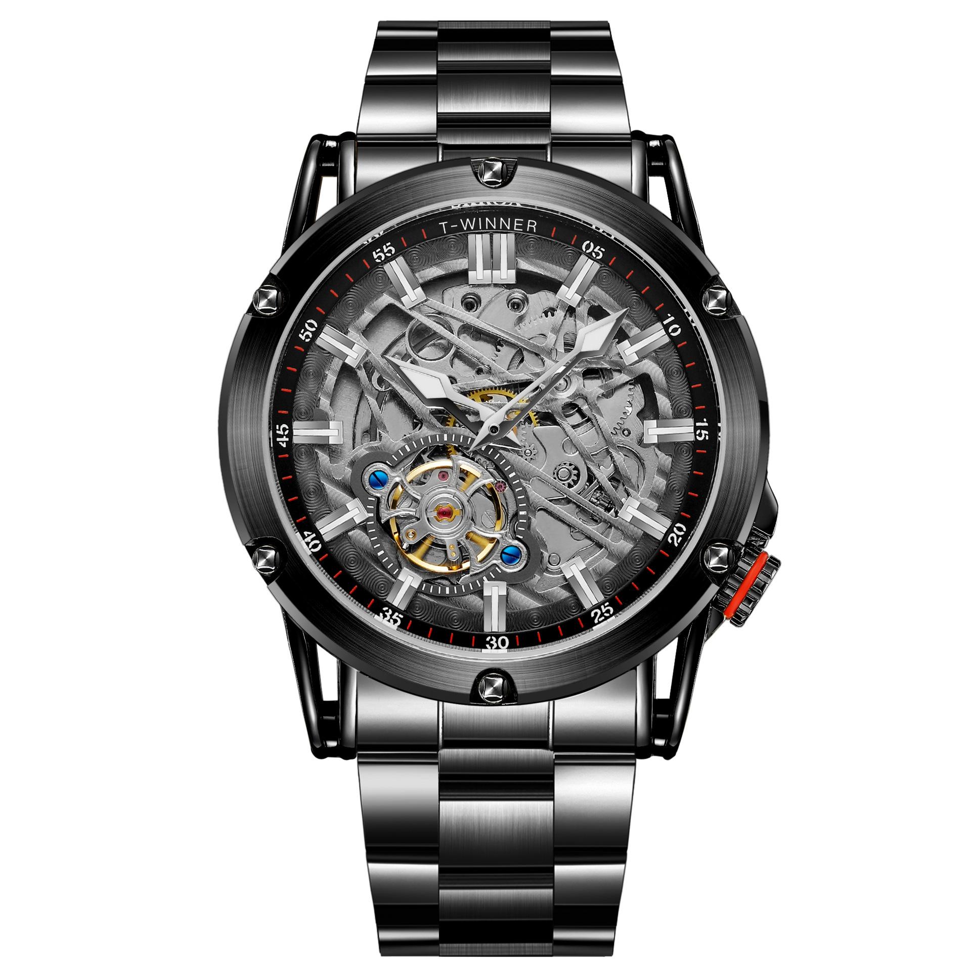 Winner Style Men S Fashion Casual Hollow Mechanical Movement, Automatic Mechanical Watch