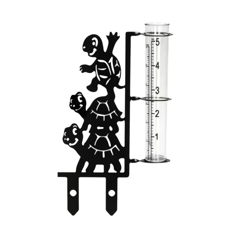 Rustproof Metal Frog Rain Gauge Stake Removable Garden Stake Rain Water Collector Bird Watching