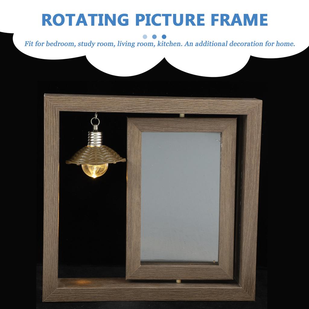 Double Sided Rotating Wood Photo Frame Unique Rotating Picture Frame Home Decoration Bedroom Desktop Photo Storage Display