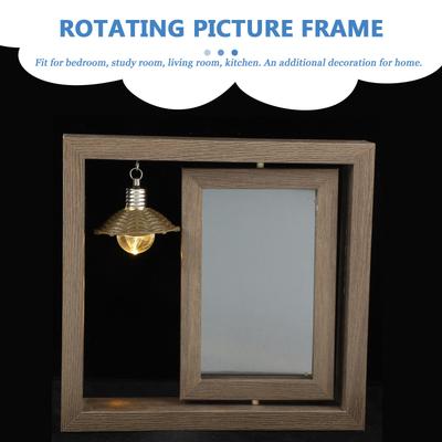 Double Sided Rotating Wood Photo Frame Unique Rotating Picture Frame Home Decoration Bedroom Desktop Photo Storage Display
