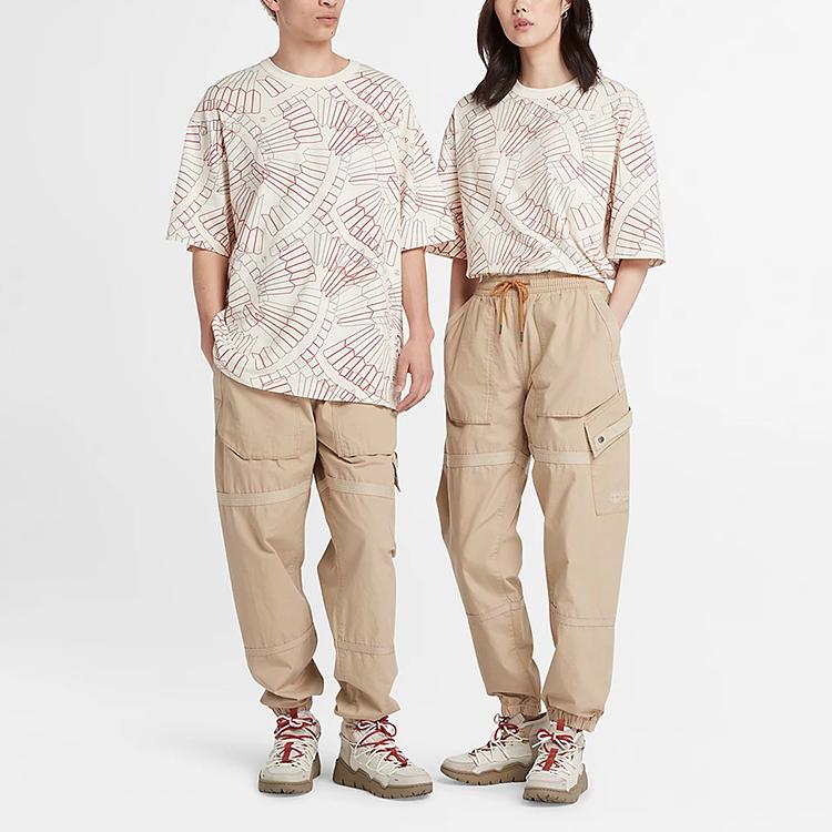 Timberland Solid Color Multi-Pocket Drawstring Casual Pants Unisex Pants Khaki A6BQ6-269