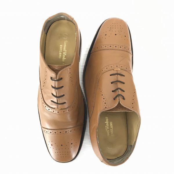 Samuel Windsor Handgefertigte Goodyear Welt Semi Brogue Schuhe mit Lochkappe Größe 9.5 28.0cm Kamel(GEBRAUCHT)