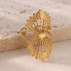 Gold stainless steel fashion lip flower ring female niche light luxury high sense does not fade opening