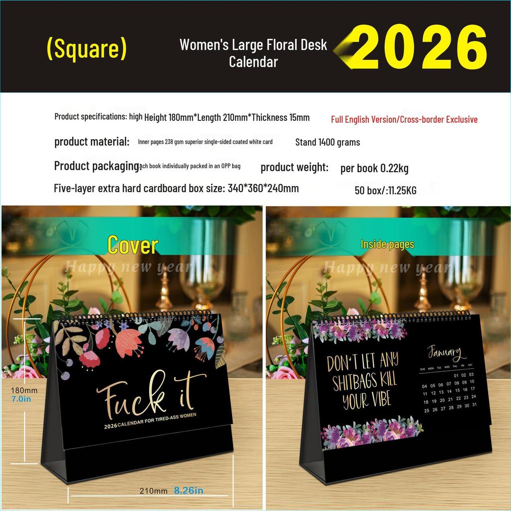 2026 English Wall Calendar - New Styles with Countdown Feature, Various Designs Available