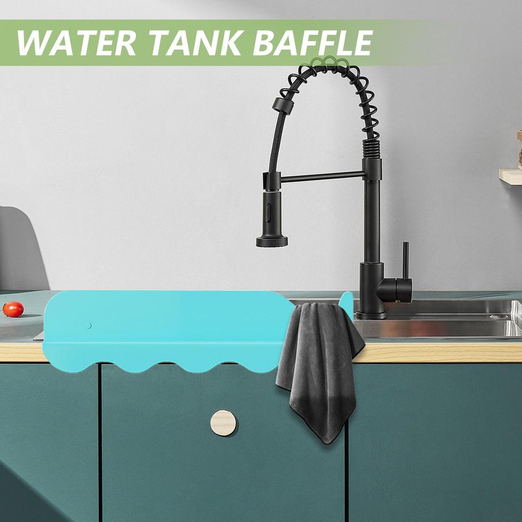 Sink Splash Guard Strong Suction Sink Splashback Silicone Sink Edge Guard Oil-Proof Splashproof Baffle for Kitchen Sink Basin