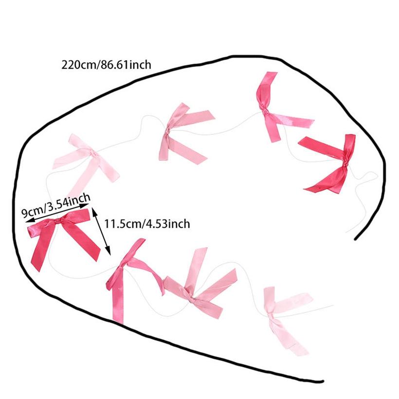 Cute Bow Garland Ornament Birthday Party Decorations Ribbon Bow Hanging Wreath Curtain for Wedding Coquette Bridal Shower