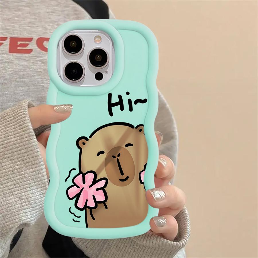Soft Phone Cover Case for iPhone 14 15 Plus 16 Pro Max 17 Air 12 XR 8 13 11 Cartoon Capybara