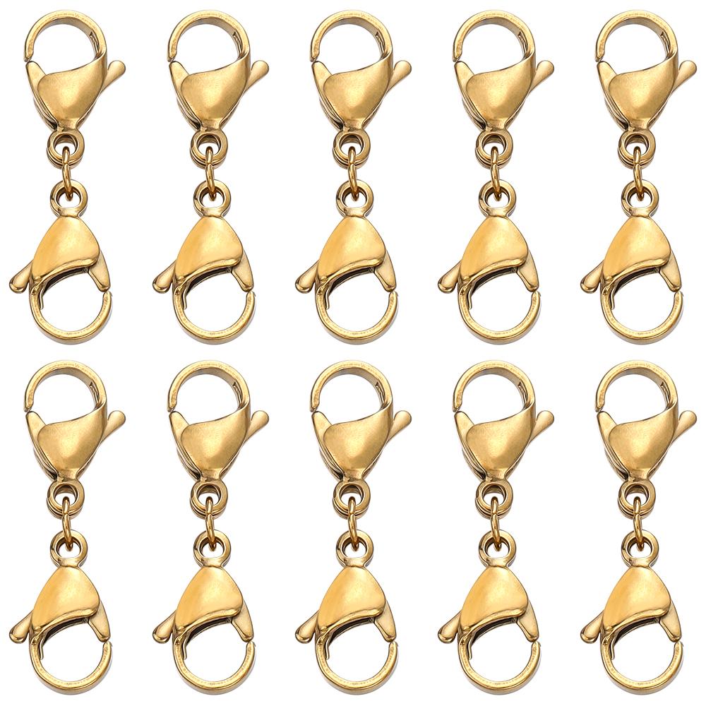 5/10Pcs Stainless Steel Double Lobster Clasp Hooks Chain Closure Accessories Connector for DIY Bracelet Necklace Jewelry Making