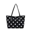 Handheld Polyester Women Tote Bag Large Capacity Casual Shopping Handbag Polka Dot Shoulder Bag Shopping Outing