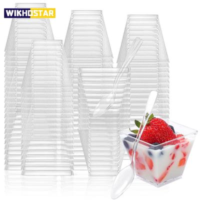50/100 sztuk 2OZ Mini kubeczki deserowe na imprezę Małe plastikowe kubeczki deserowe do kuchni Kubki do strzelania deserów na pudding owocowy lody