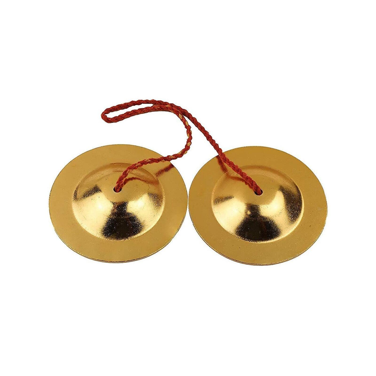 

Indian Traditional Handmade Pure Iron Brass Plated Manjira For Bhajan 6.5 Cm CN1585