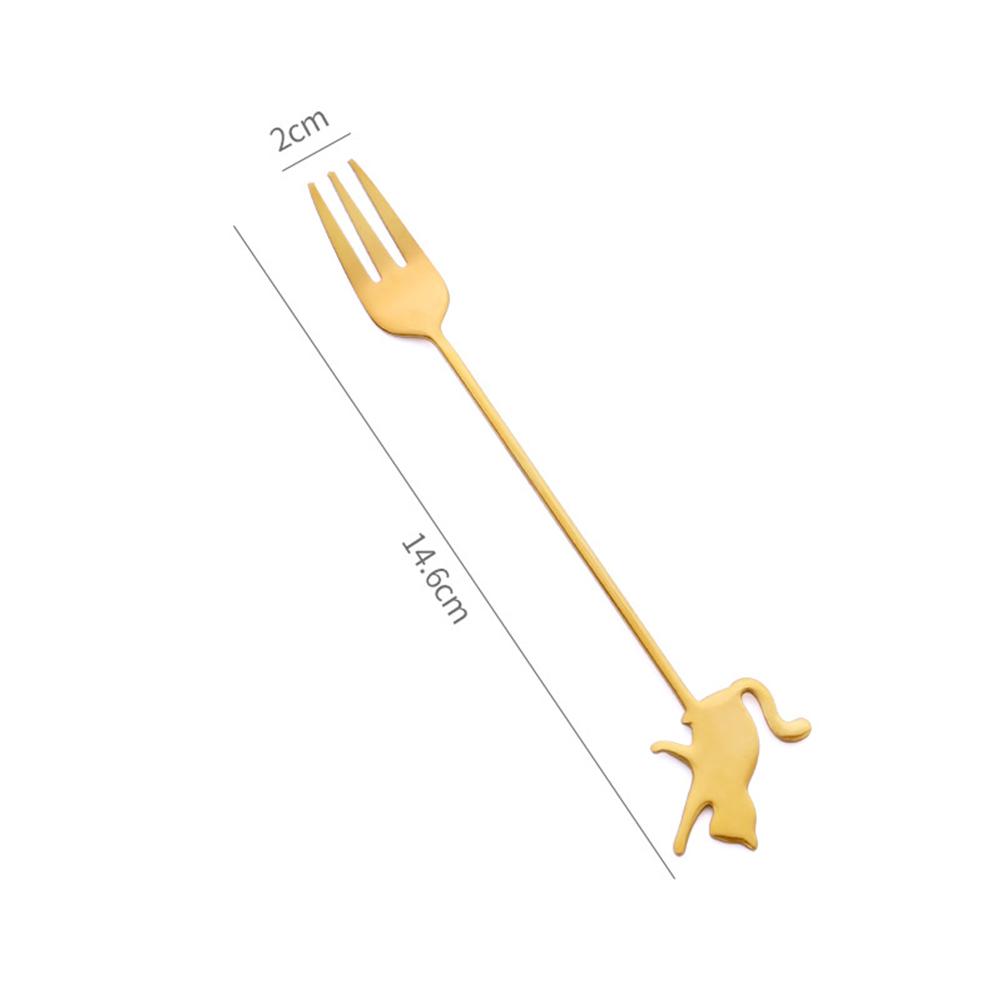 6pcs Spoons Fork Set 304 Stainless Steel Cat Fish Shape Coffee Snacks Fruit Prikkers Dessert Fork Kitchen Tool