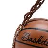 Fashion Women Basketball Bag PU Leather Chain Round Graphic Tote for Gift Shopping Ladies