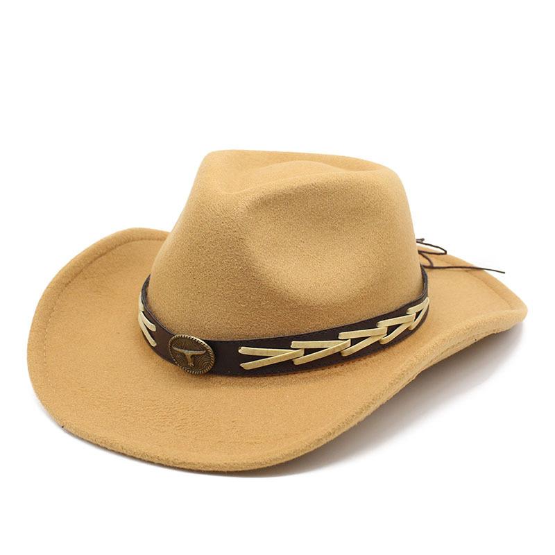 

Minority Woolen Hat Men And Women Couple Hat Woolen Western Cowboy Top Hat M（56-58cm） верблюд