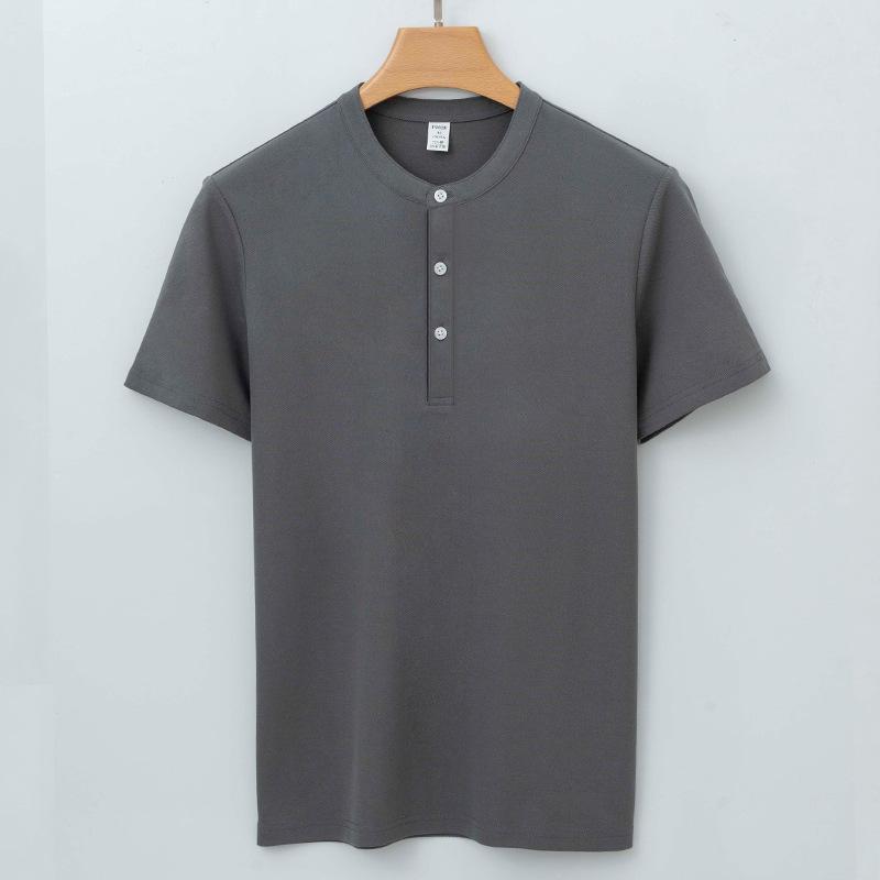 

2026 Cotton Short-sleeve Wrinkle-free Crew Neck Long-staple Cotton American-style T-shirt Minimalist Lightweight Breathable Business T-shirt S темно-серого