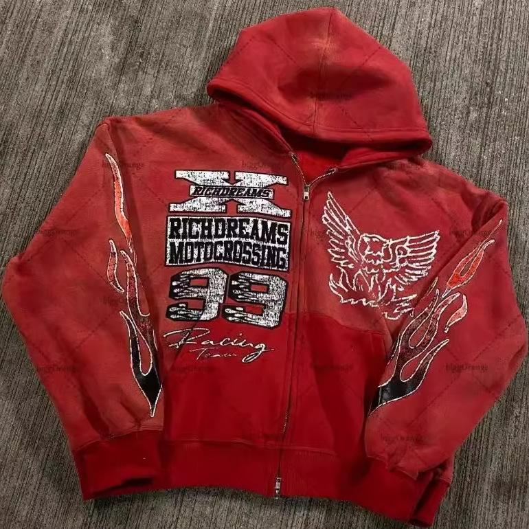 Felpa Nera con Zip e Stampa Hip-Hop Street Star per Donna 2022 Y2K Harajuku Giacca Felpa Donna