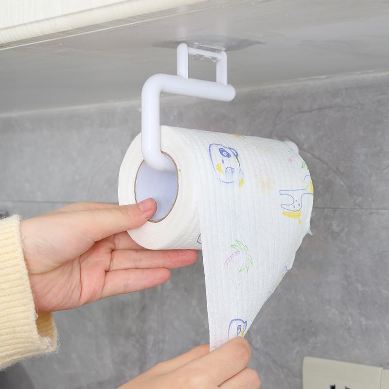 No Drill Kitchen Paper Towel Roll Holder Counter Space Saving Adhesive Rack Dishcloth Hanger for Small Kitchens