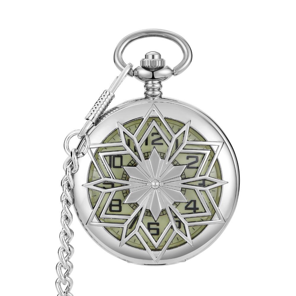 New Product Retro Prismatic Hollow Flip Roman Text Luminous Fully Automatic Mechanical Pocket Watch