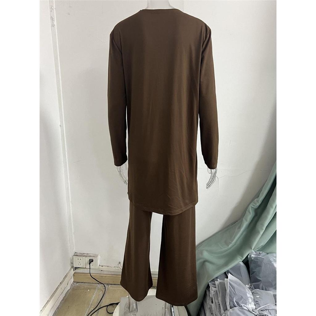 Damen Sets Einfarbig Lässig Langarm Cardigan Jacke Weste Hose Dreiteiliges Set