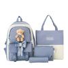 Schoolbag Student Backpack Four-piece Set Female Cute Bear Japanese Campus School Bag Large Capacity Set Transfer Backpack Portable