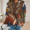 Women Plus Size Round Neck Long Sleeve Daisy Football Printed Pullover Sweatshirt