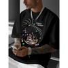 Europäische Größen Herren-Freizeit-T-Shirt mit Aufdruck aus synthetischen Edelsteinen und Dreadlock-Cartoonfiguren, bequemes, atmungsaktives Stretchmaterial