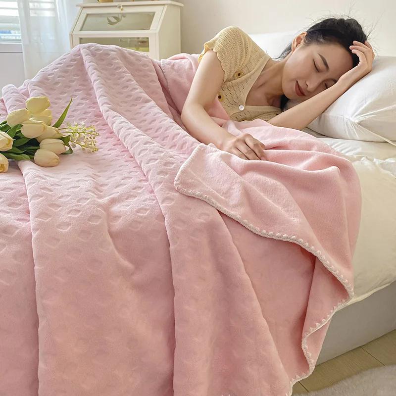 2024 New Class A Soft Waxy Stroking Cats Blanket Four Seasons Air Conditioning Blanket Waffle Double Layer Composite Blanket