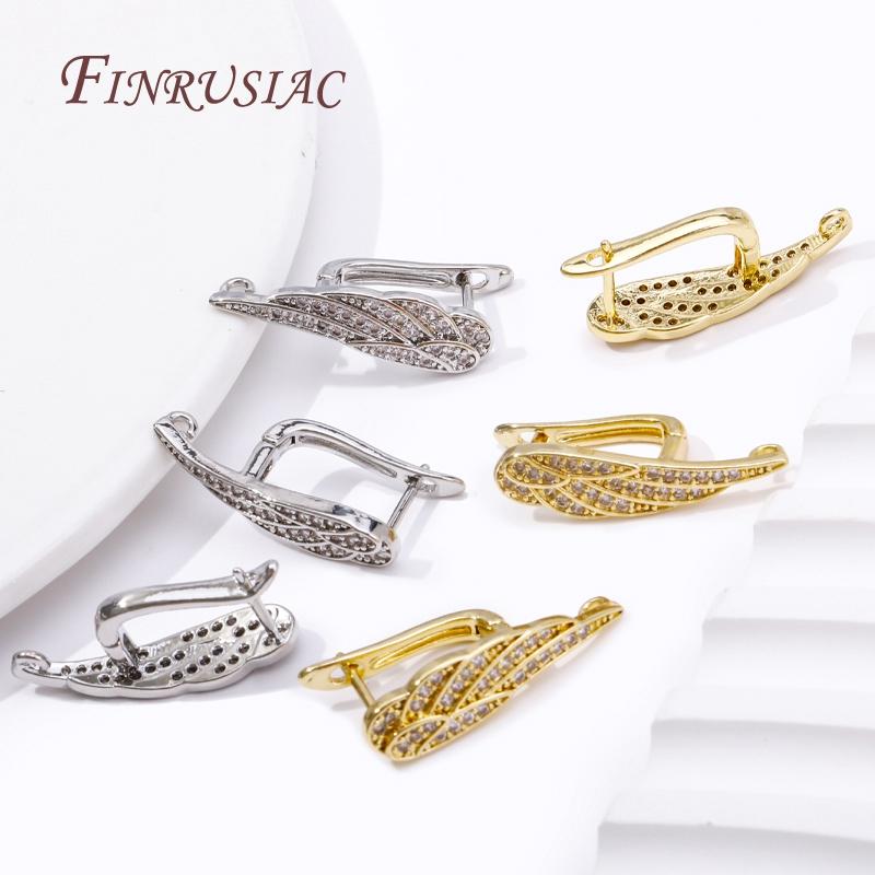 18K Gold Plated Eingelegte Zirkon Ohrhaken Verschlüsse Beschläge Ohrbügel Haken Für Handgemachte DIY Ohrringe Schmuckherstellung Zubehör