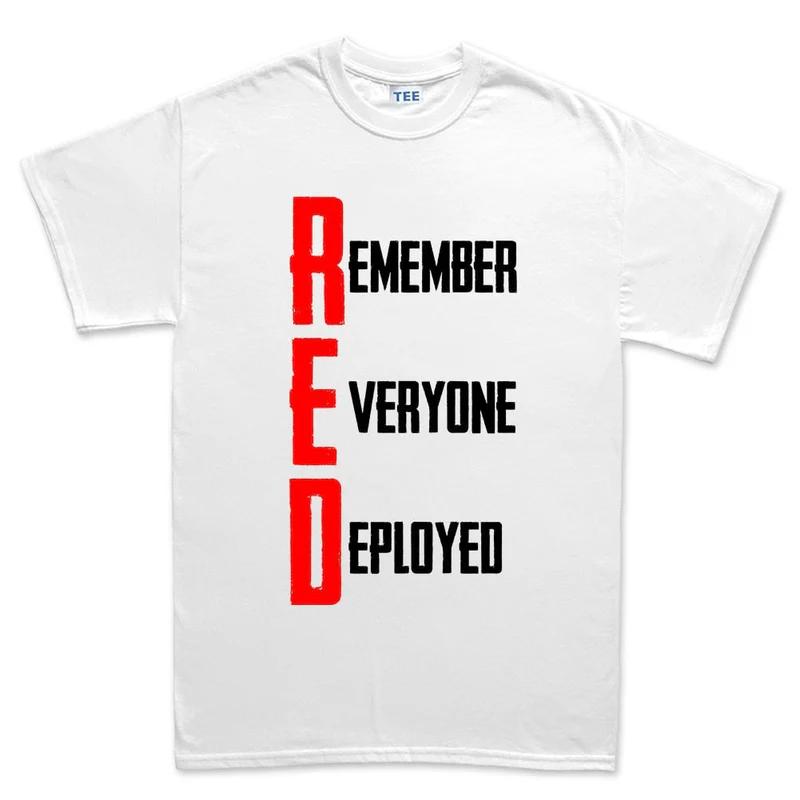

Unisexs White Cotton T Shirt Remembrance Style Sporty Casual Fitness Muscle Fit Remember Everyone Deployed S