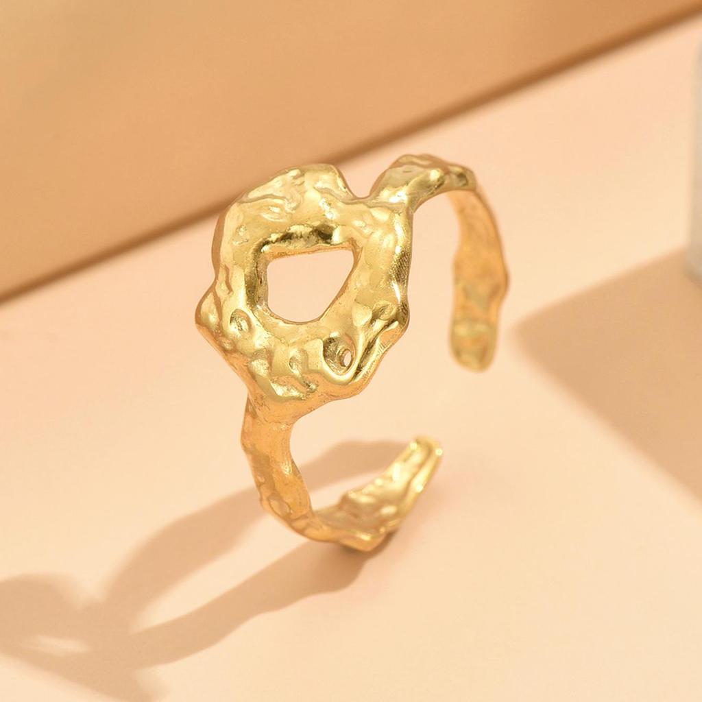 Women's Adjustable Stainless Steel Pleated Texture Ring