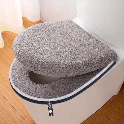 Toilettensitzkissen-Set Winter Verdickt Doppelt mit Reißverschlussgriff Maschinenwaschbar Universal Heimgebrauch Toiletten-Set Zubehör