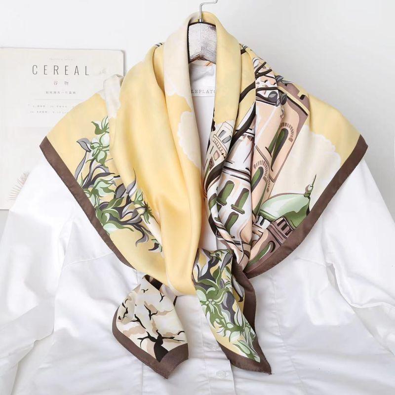 Versatile Shawl Animal Print Black And White Simple Large Square Scarf 90 * 90Cm Simulated Silk Twill Silk Women'S Silk Scarf
