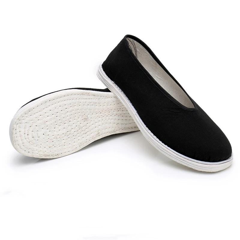 Fashion Men's Casual Work Shoes Black Hand-made Multi-layer Cloth Sole Kung Fu Tai Chi Martial Arts Training Kung Fu Sports Sneakers