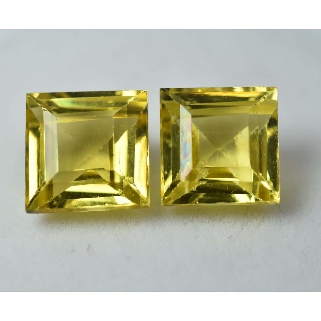 Natural Yellow Square Cut Sapphire   Pair 20.23 Carat Loose Gemstone