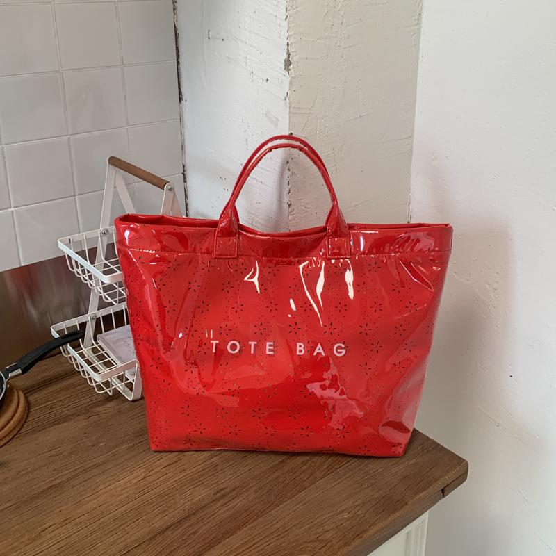 Transparent Pvc Tote Bag Large Capacity Waterproof Floral Pattern Shoulder Bag Lightweight Handbag For Women Work Commut Handbag