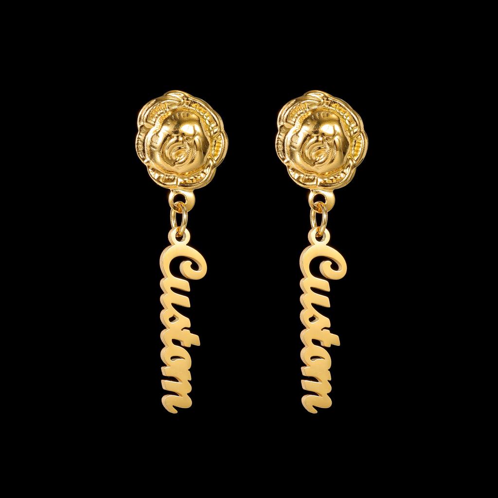 Atoztide Custom Name Earring for Women Girl Stainless Steel Jewelry Handmade Beads Flower Earring Personalized Birthday Gift