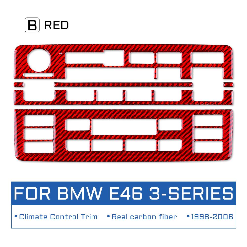 Real Soft Carbon Fiber Center Console Trim for BMW E46 AC & CD Button Panel, Glossy Anti-Scratch Easy tall Upgrade