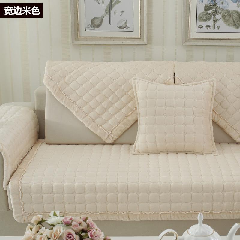 New Sofa Cushion Short Plush Non-slip Thicken Sofa Cover Cushion Flannel Sofa Cover Universal Solid Color Dust-proof Couch Cover