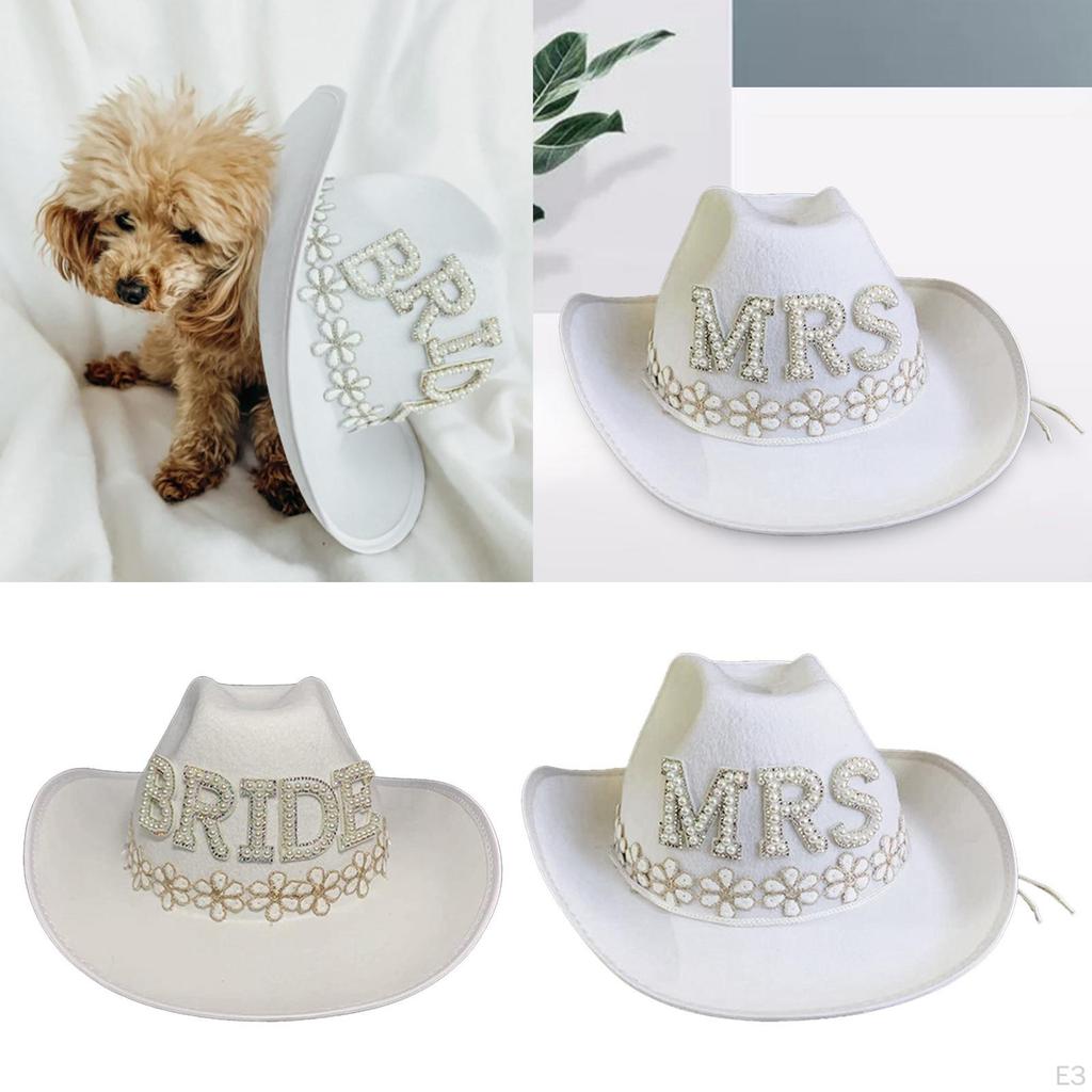 Elegant Pearl Embellished Cowgirl Hat for Halloween and Costume Parties